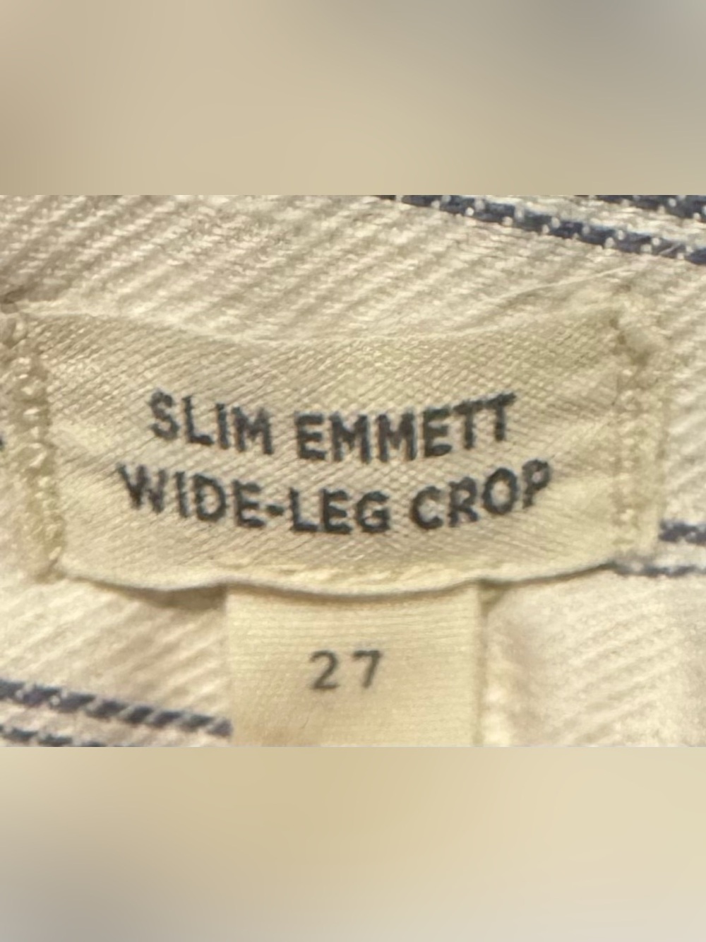 Madewell Women’s Cream Wide-Leg Crop Pants with Black Pinstripes, Sz 27. NWOT - Picture 7 of 15